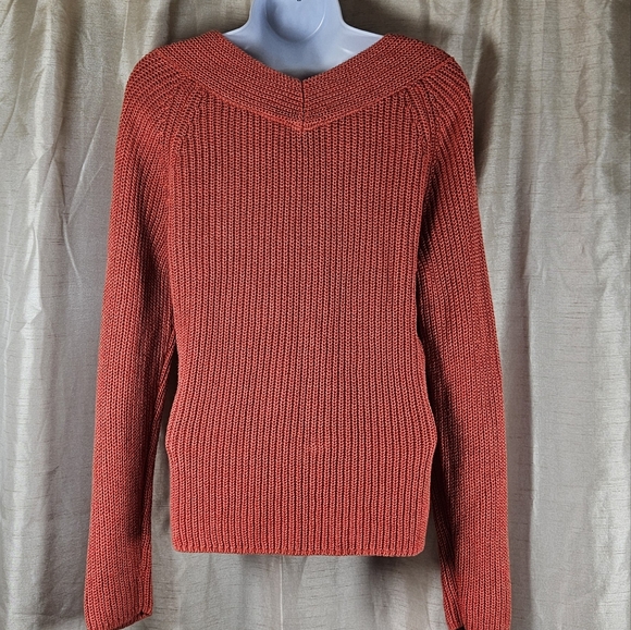 NWOT Talbots peach orange silk linen cable knit sweater Womens XLarge - Picture 3 of 6